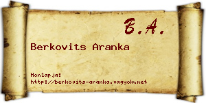 Berkovits Aranka névjegykártya