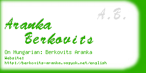 aranka berkovits business card